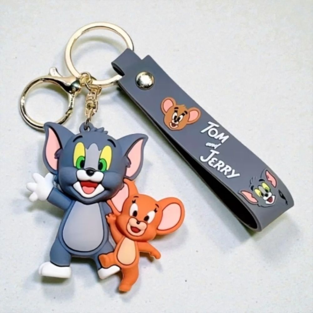 Tom & Jerry Silicone Keyring Wristlet Bag Clip Cartoon Classic NWT Nostalgic Fun